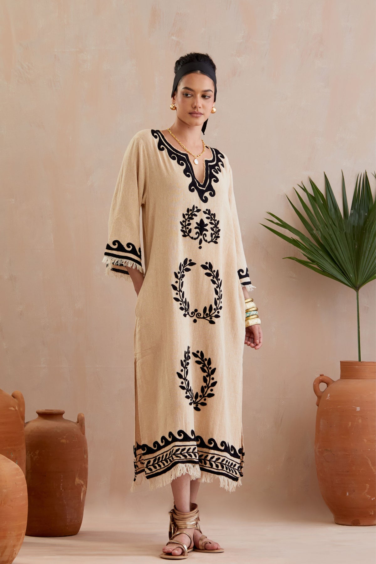 Beige Embroidery Dress