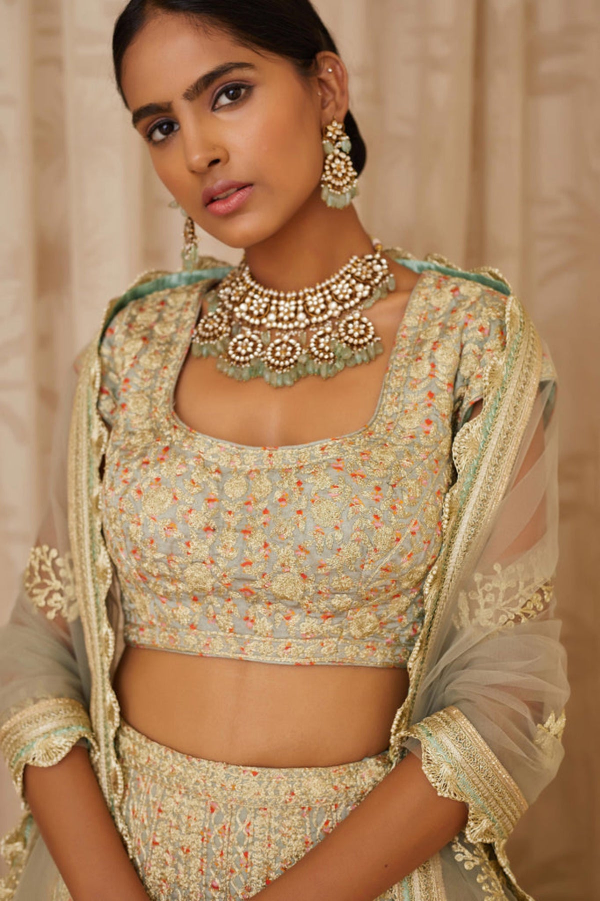 Silver and grey lehenga set