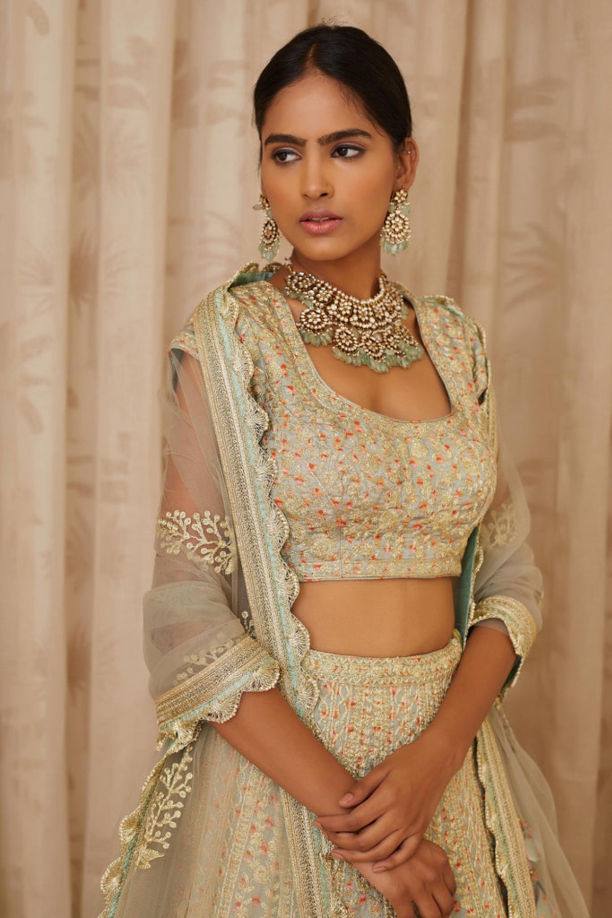 Silver and grey lehenga set