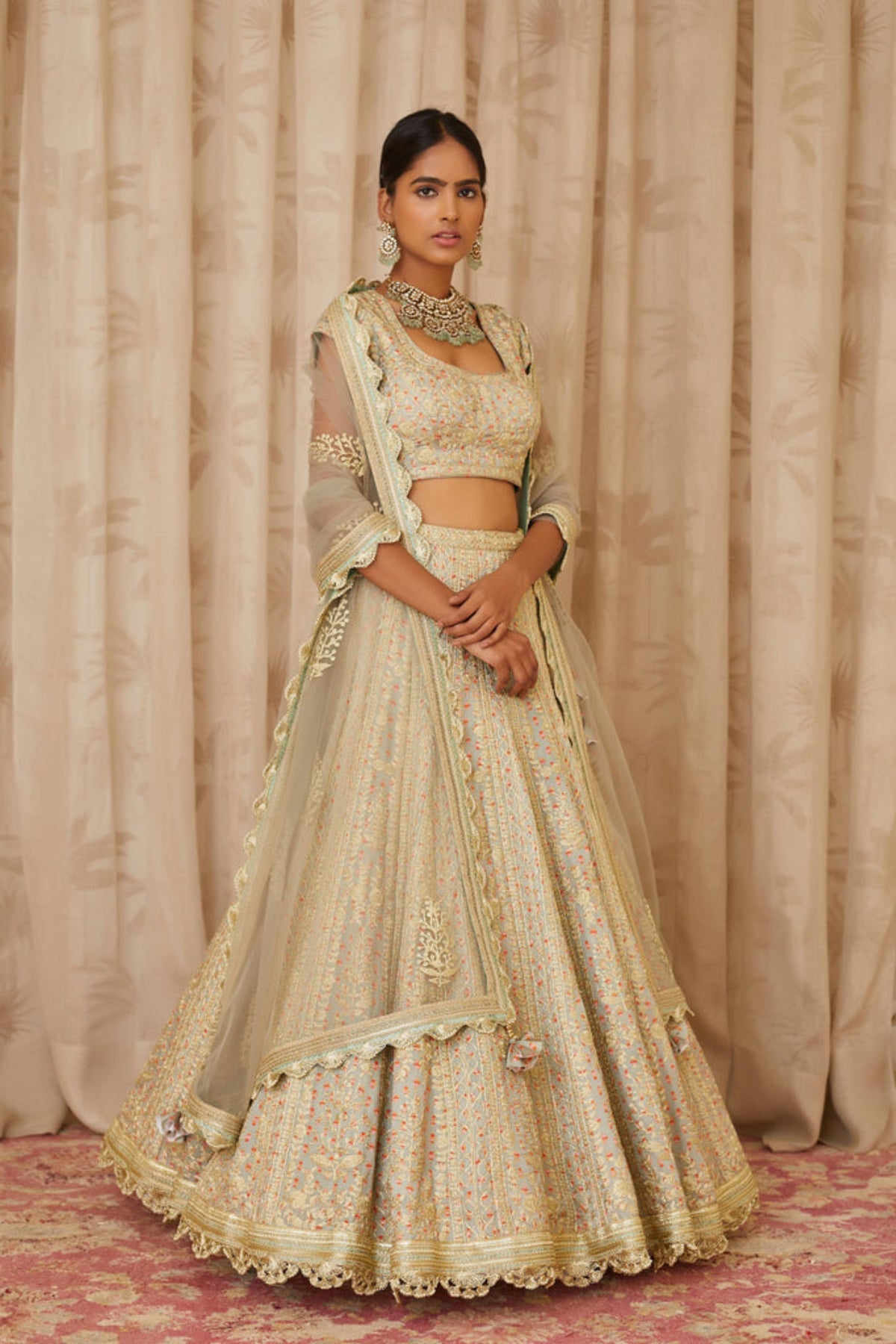 Silver and grey lehenga set