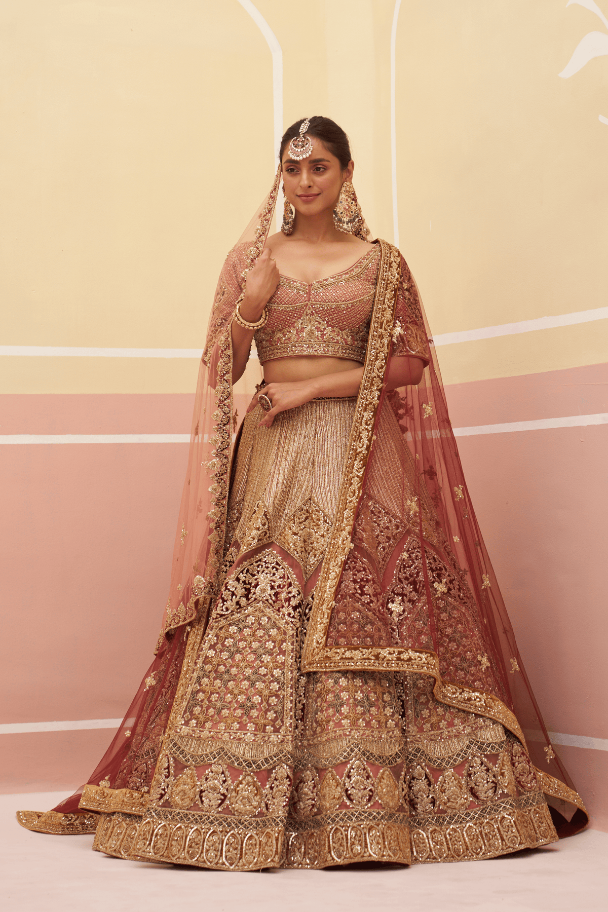 Onion Pink Organza Lehenga Set