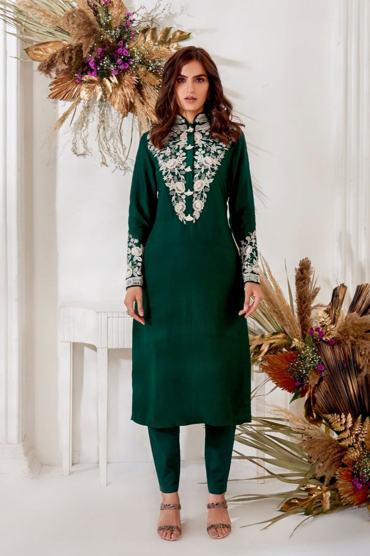 Emerald suta dori kurta set