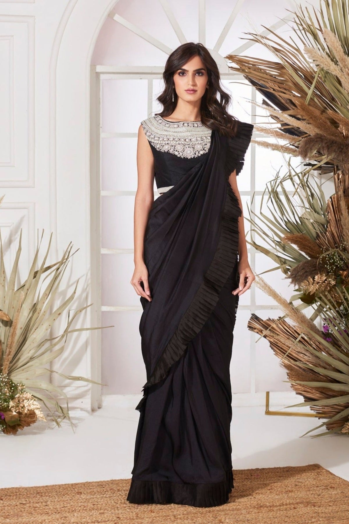 Black pearl maharani draped saree