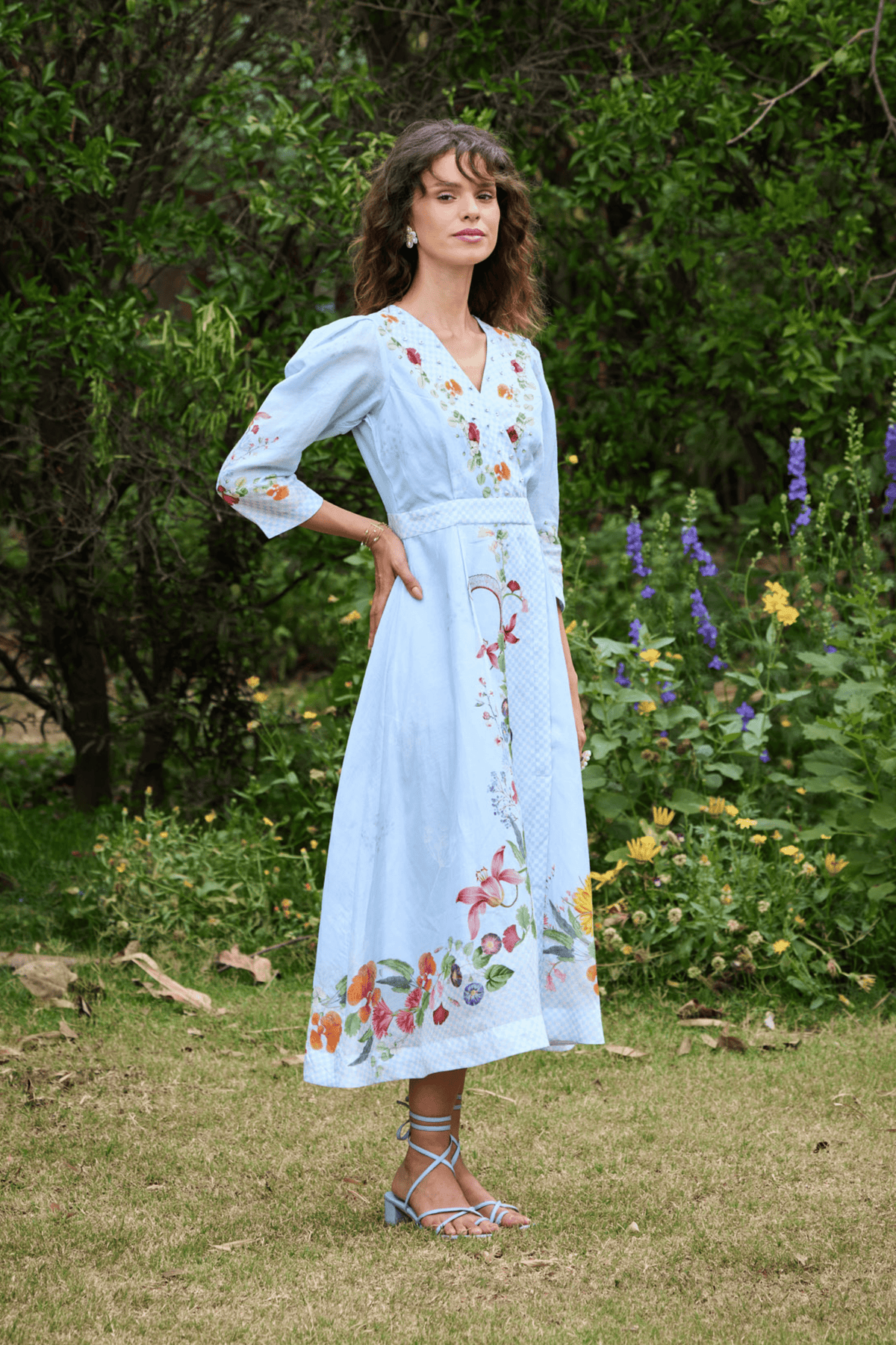 Parisian Wrap Dress Sky Blue