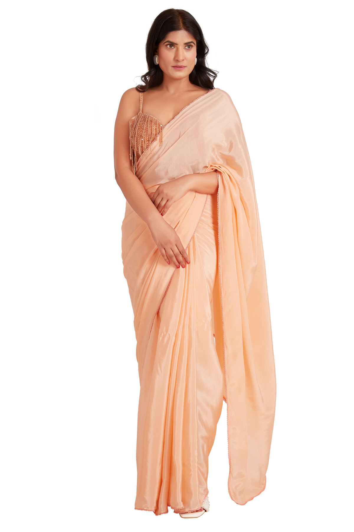 Orange Drop Crystal Saree Set