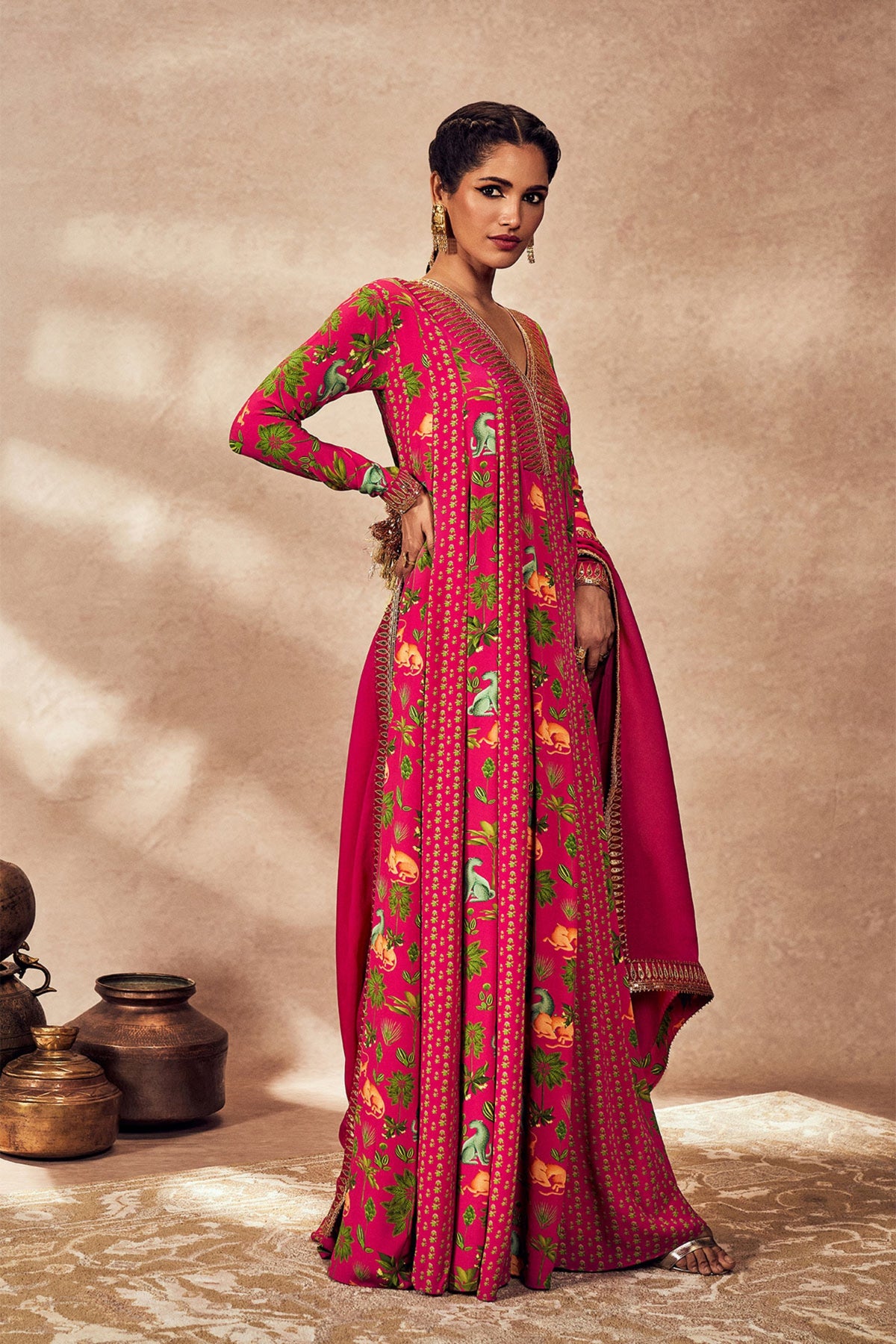 Pink Tropical Rhapsody Anarkali Set