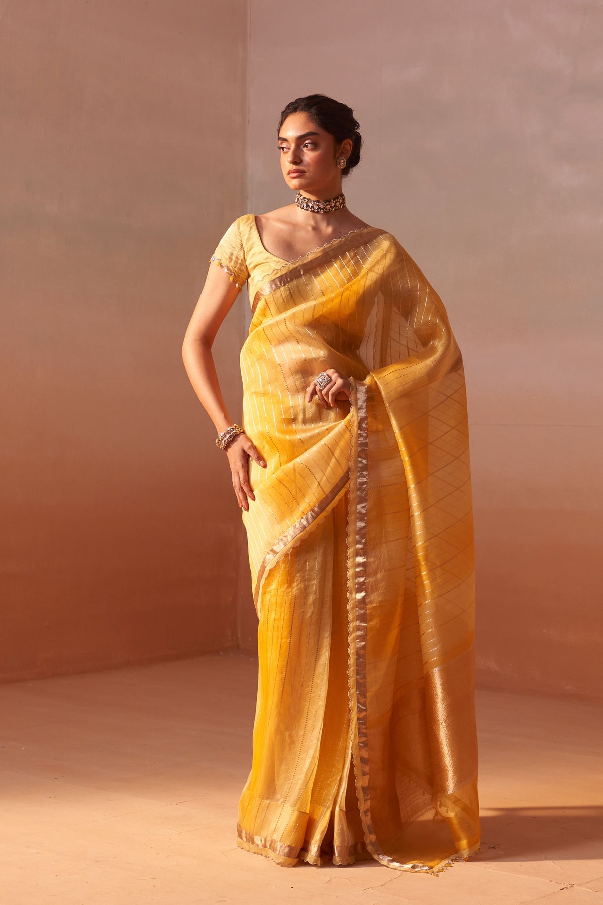 Yellow Organza Saree