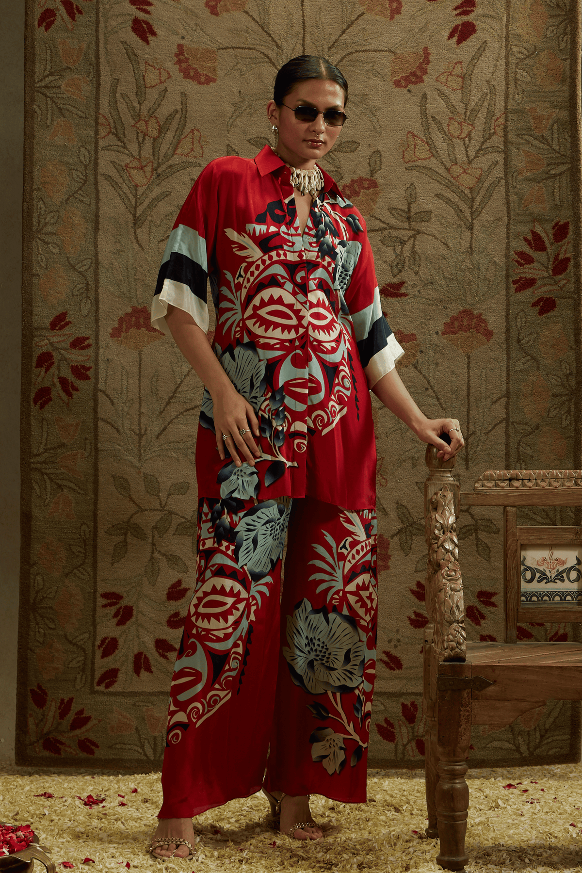 Red Mask Print Coord Set