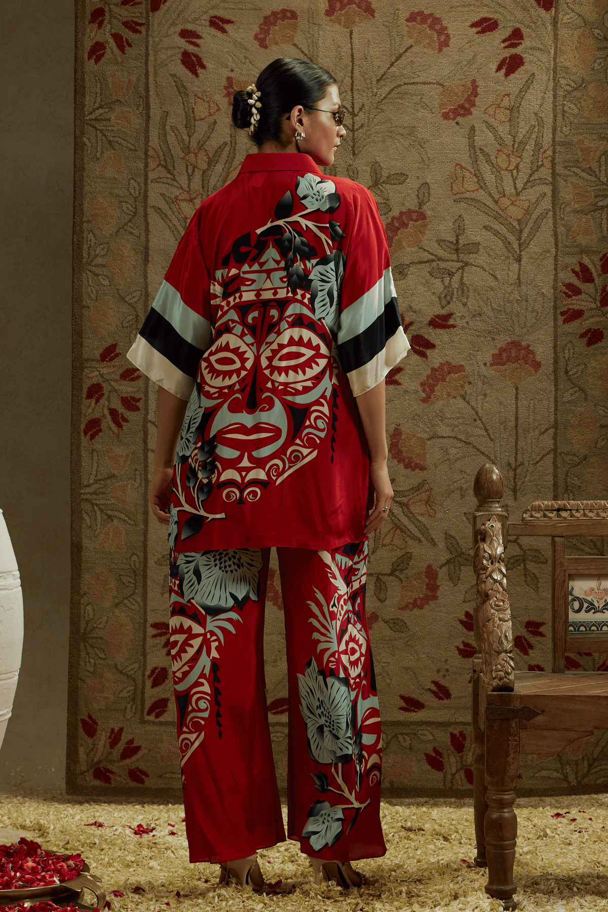 Red Mask Print Coord Set