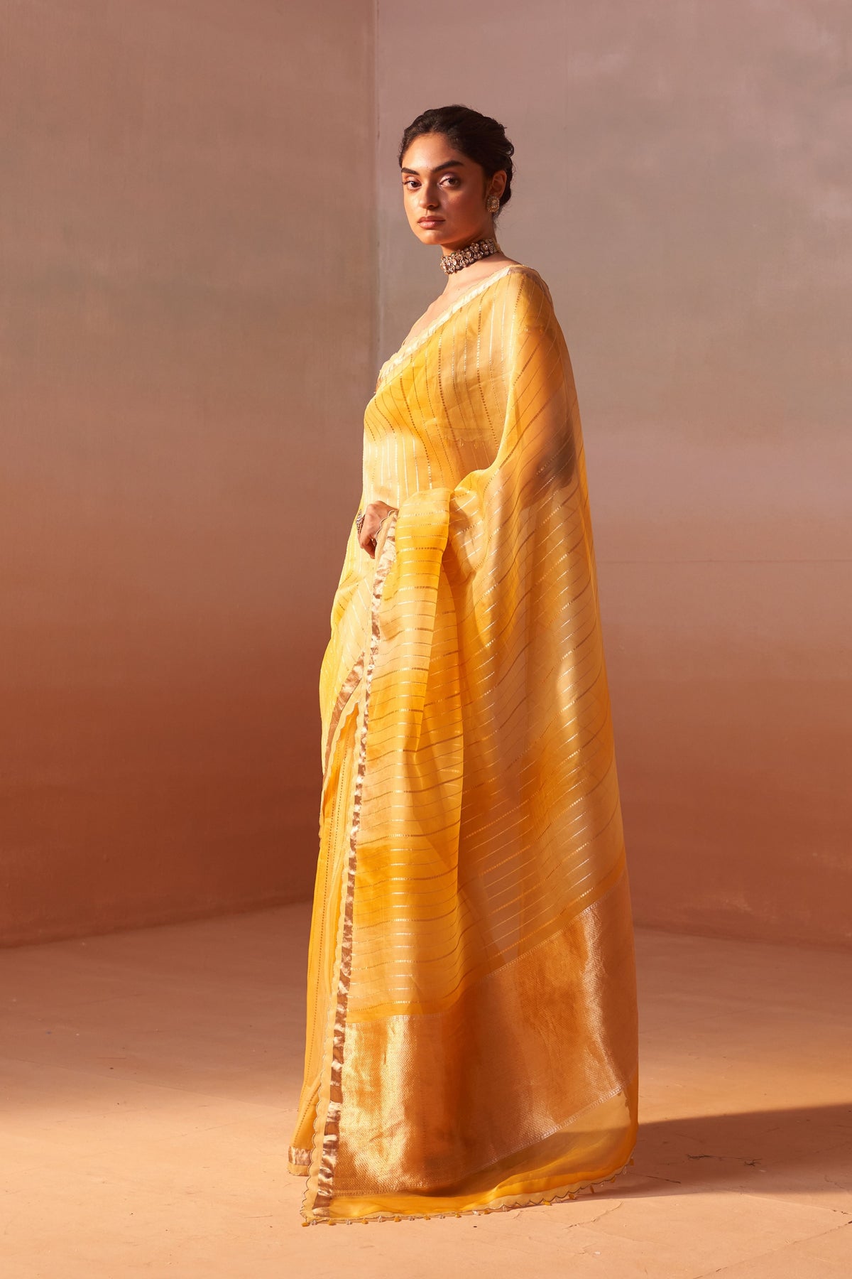 Yellow Organza Saree