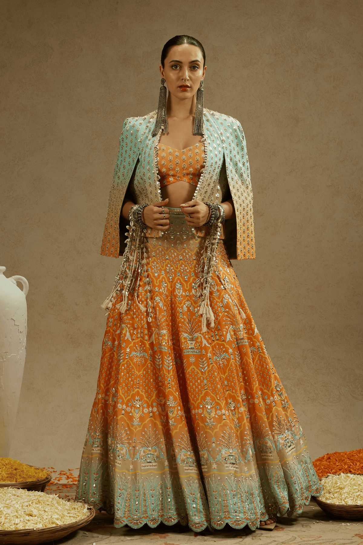 Embellished Jacket, Bustier, Lehenga