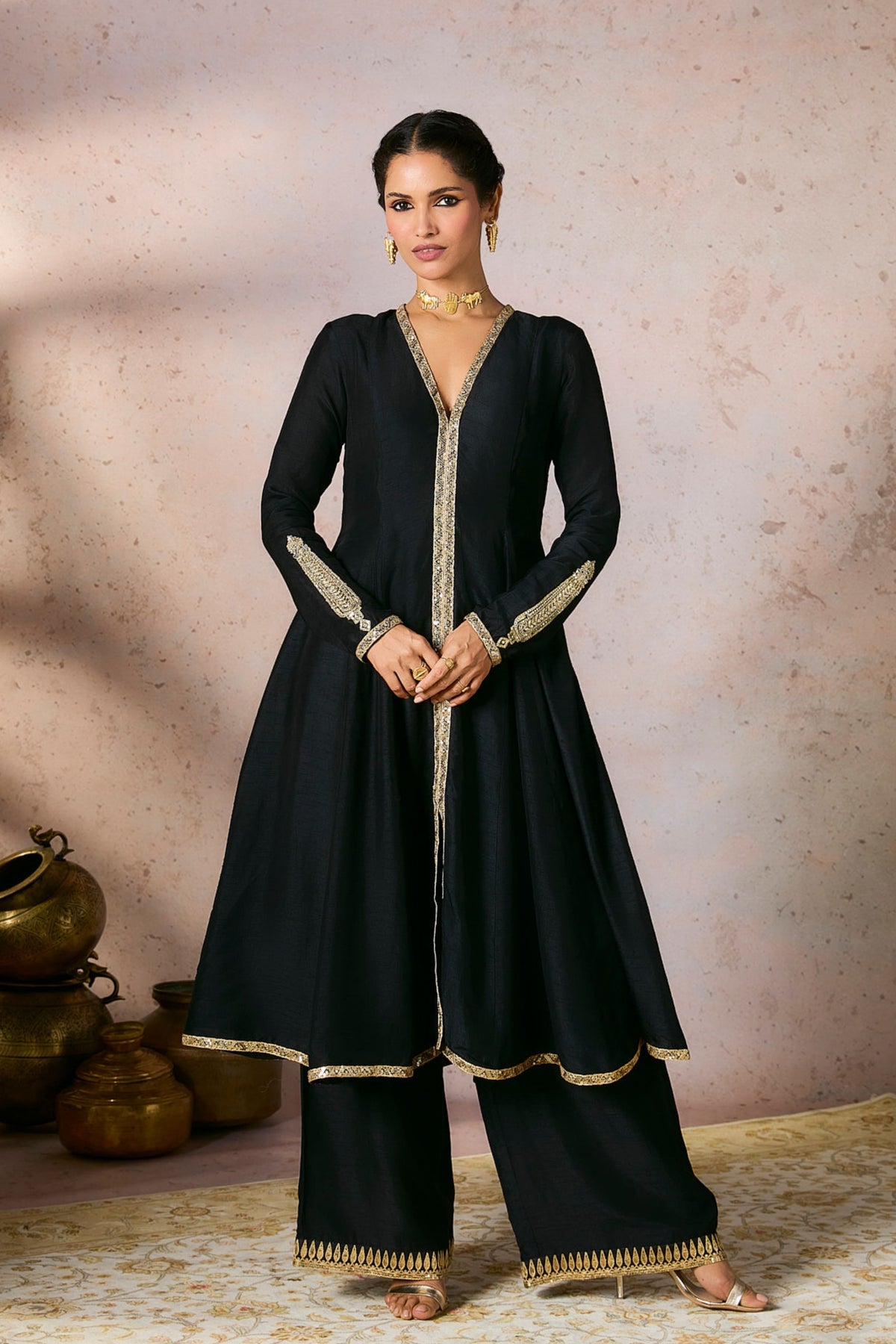 Black Whispering Lily Kurta Set