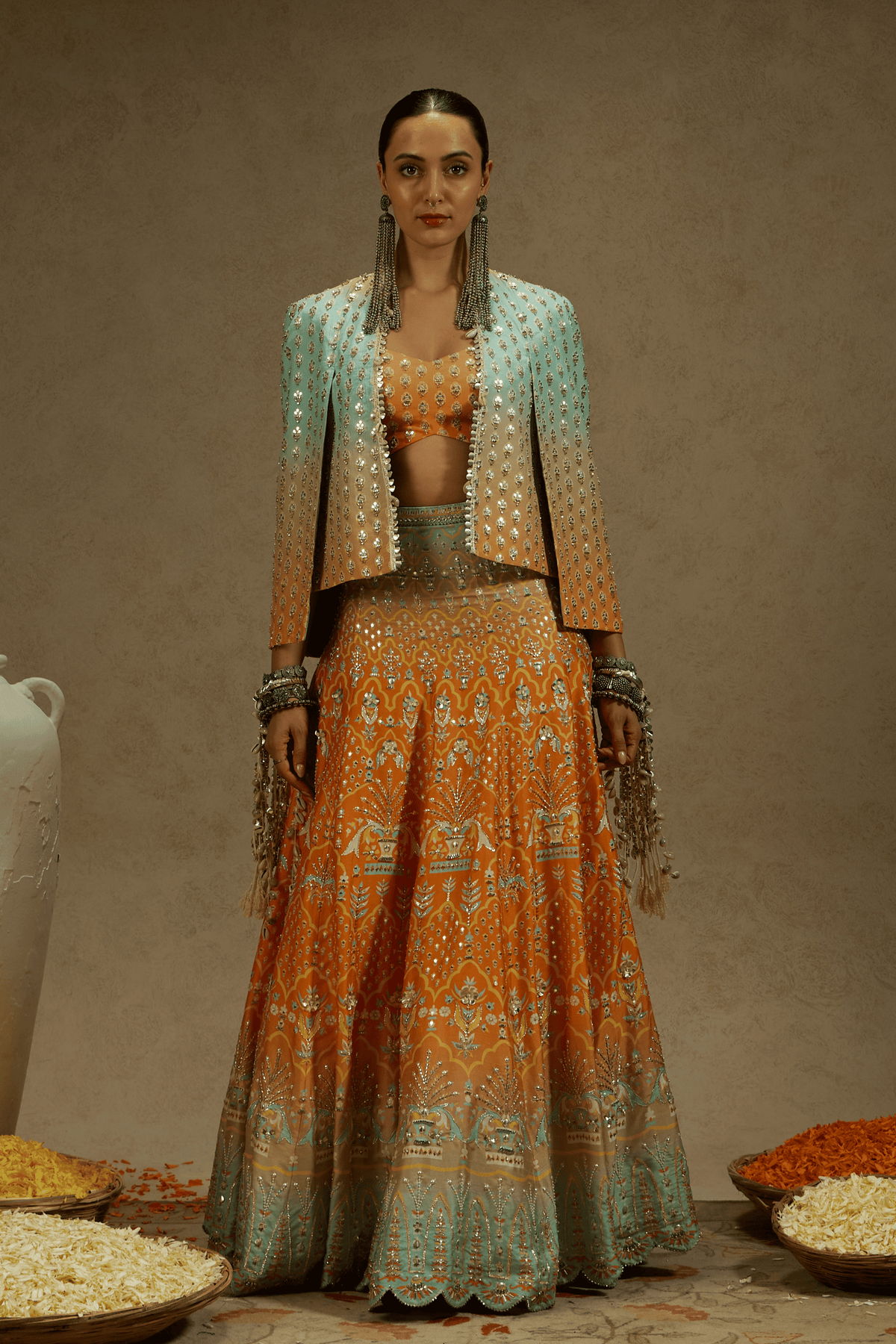 Embellished Jacket, Bustier, Lehenga