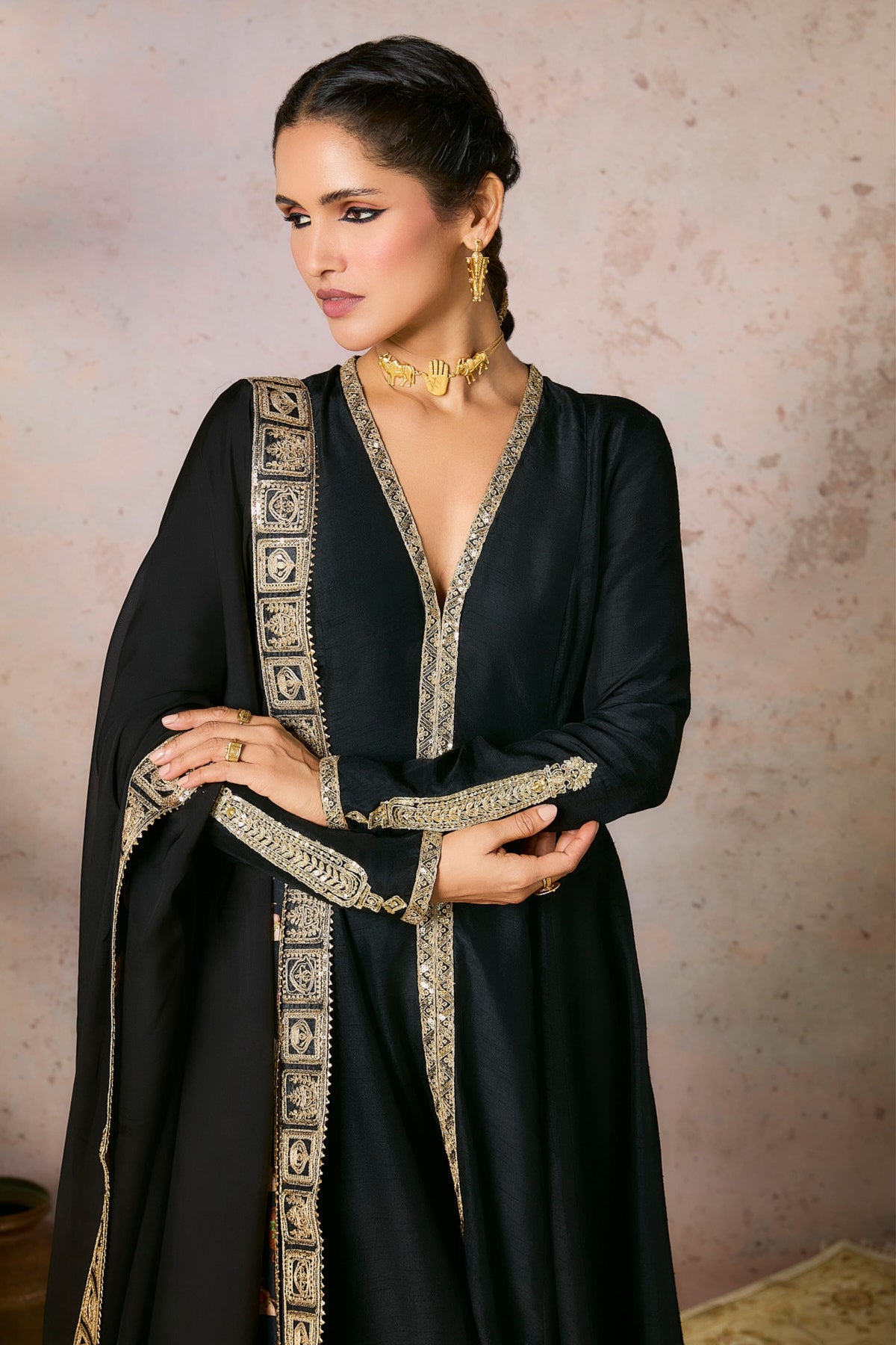 Black Whispering Lily Kurta Set