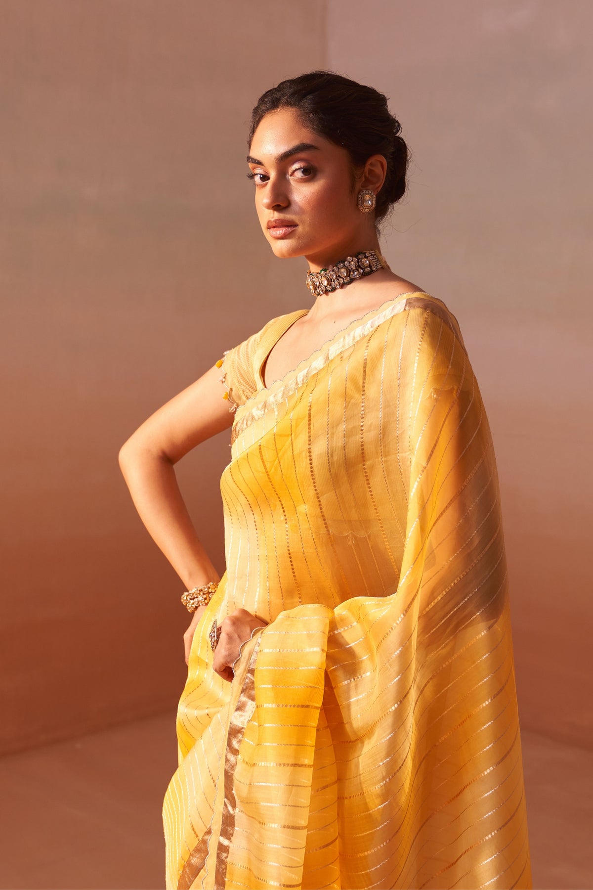 Yellow Organza Saree