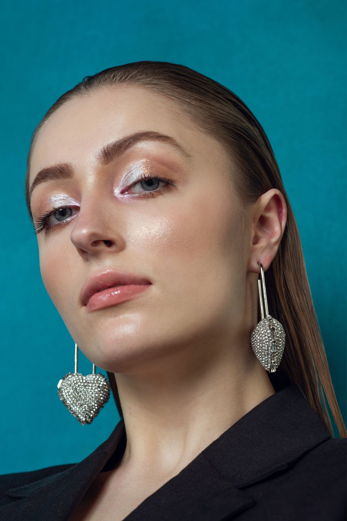 Heart Lock Hoops In Sparkling White