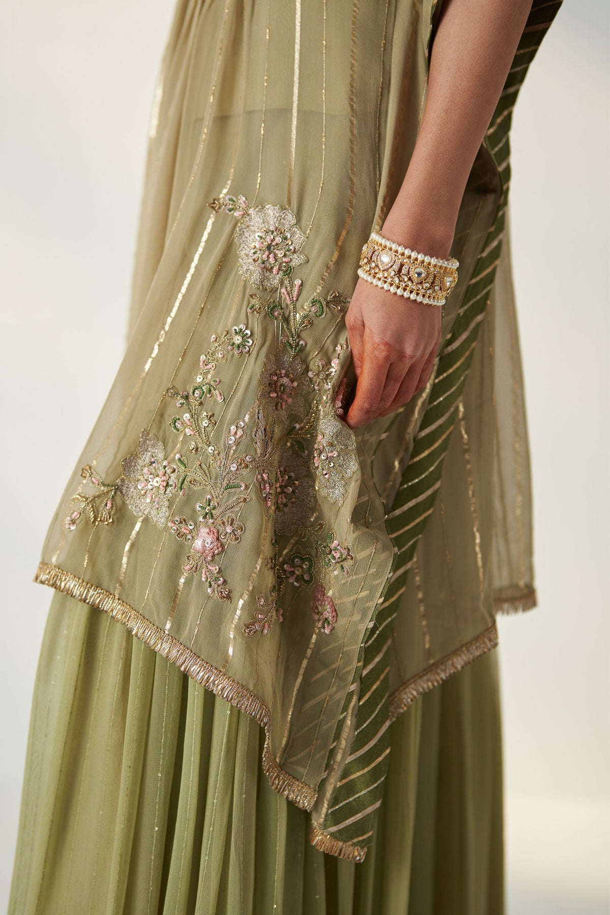 Suhana Green Kaftan Gharara Set