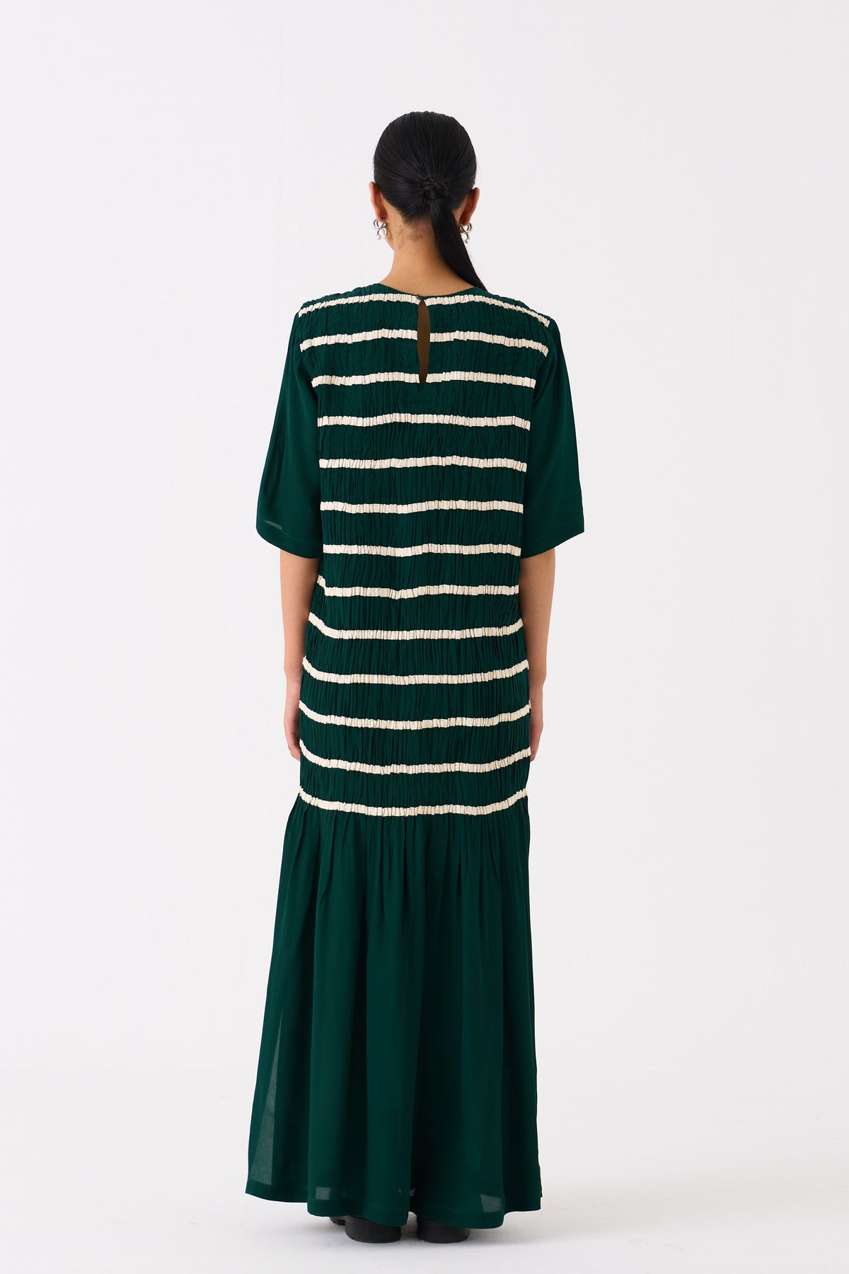 Shirring Green Dress