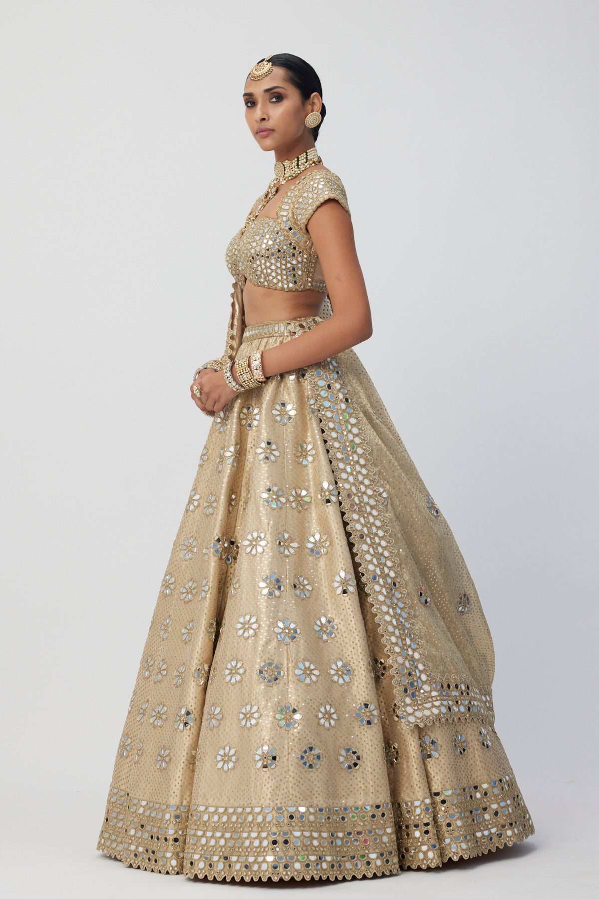 Golden Shimmer Flower Lehenga Set