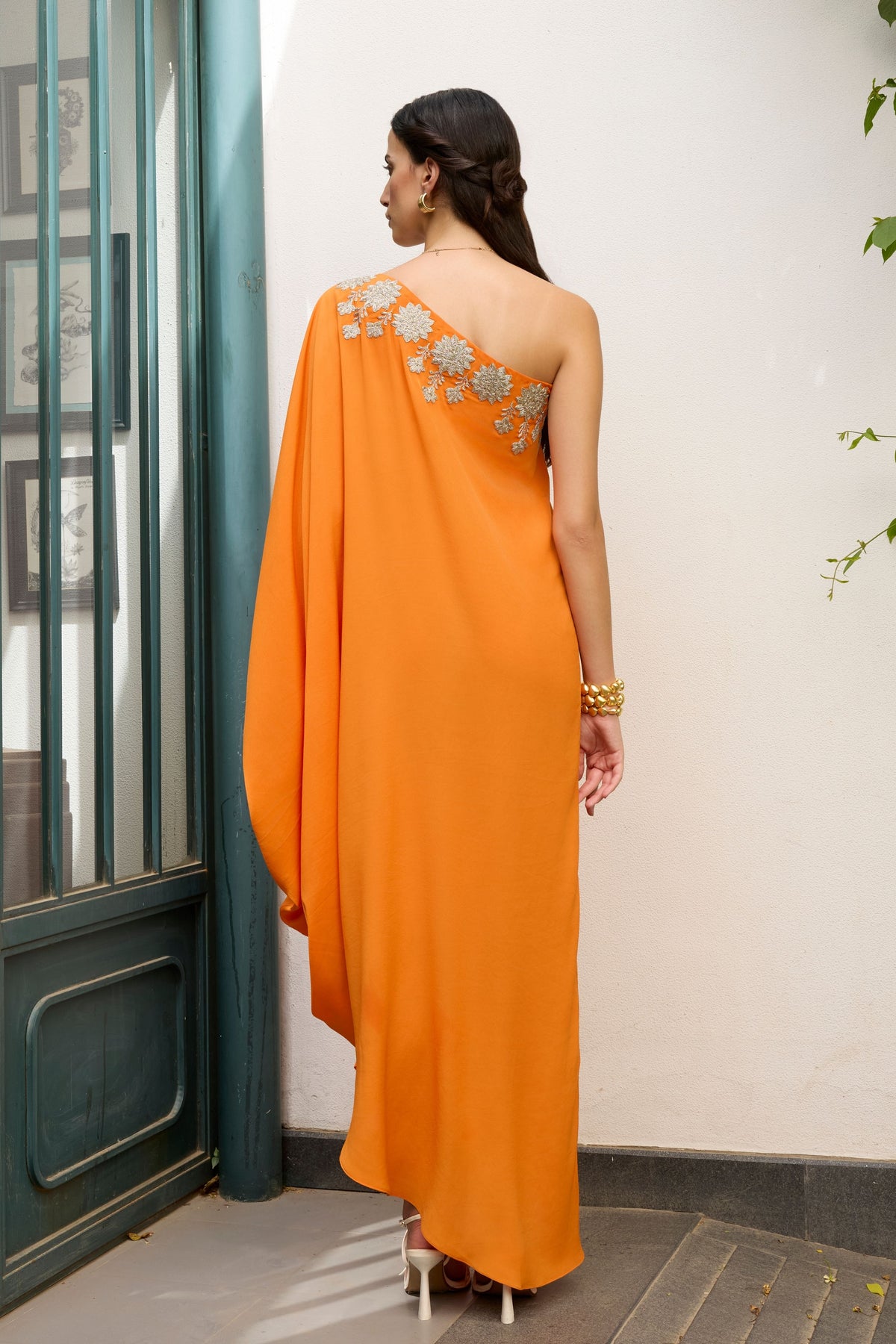 Orange Embroidered Kaftan