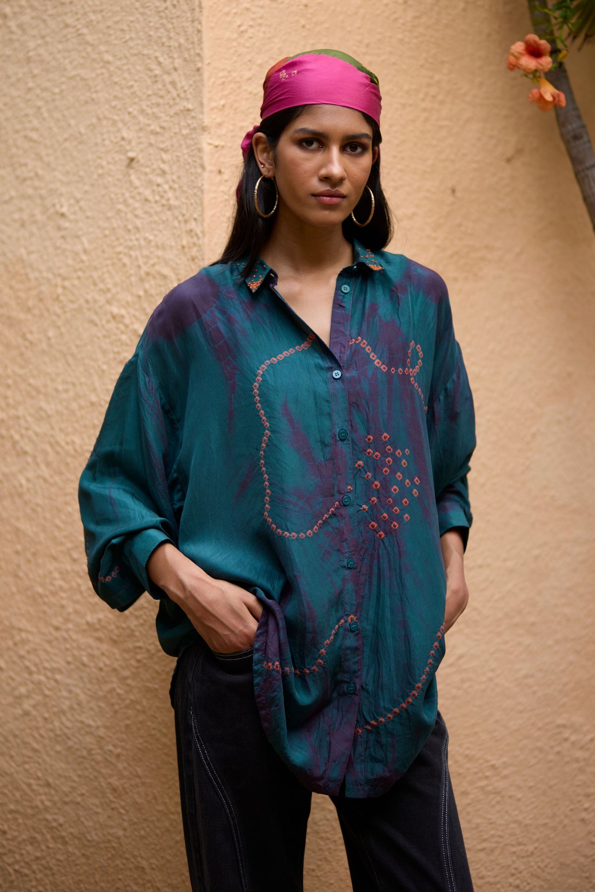 Teal Badhni Motif Shirt