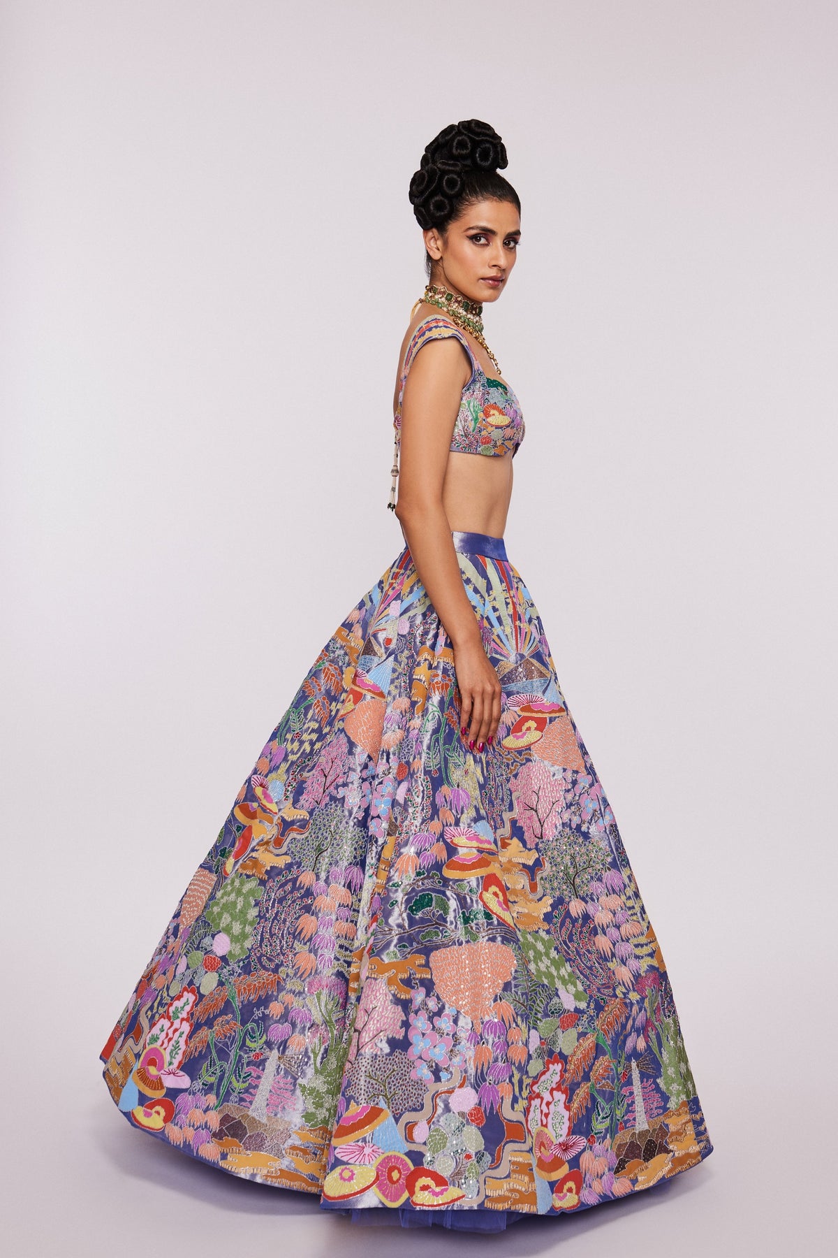 Blue Floraison Lehenga