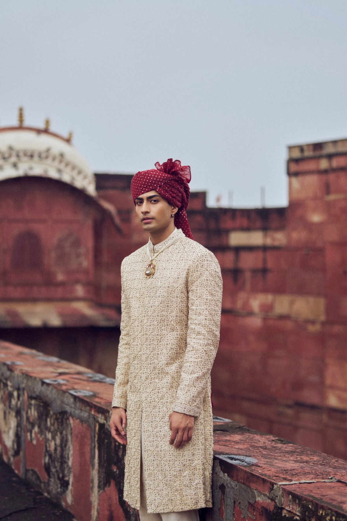 Light Beige Sherwani Set