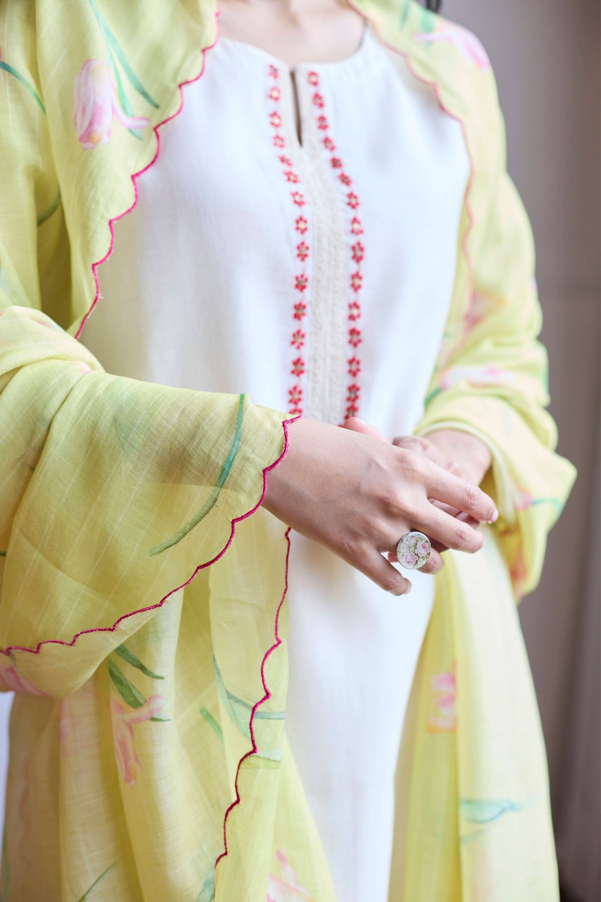 Ivory Lime Tulip Kurta Set