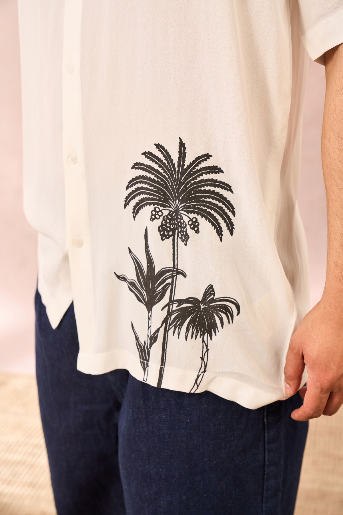 White Palm Tree Print Shirt