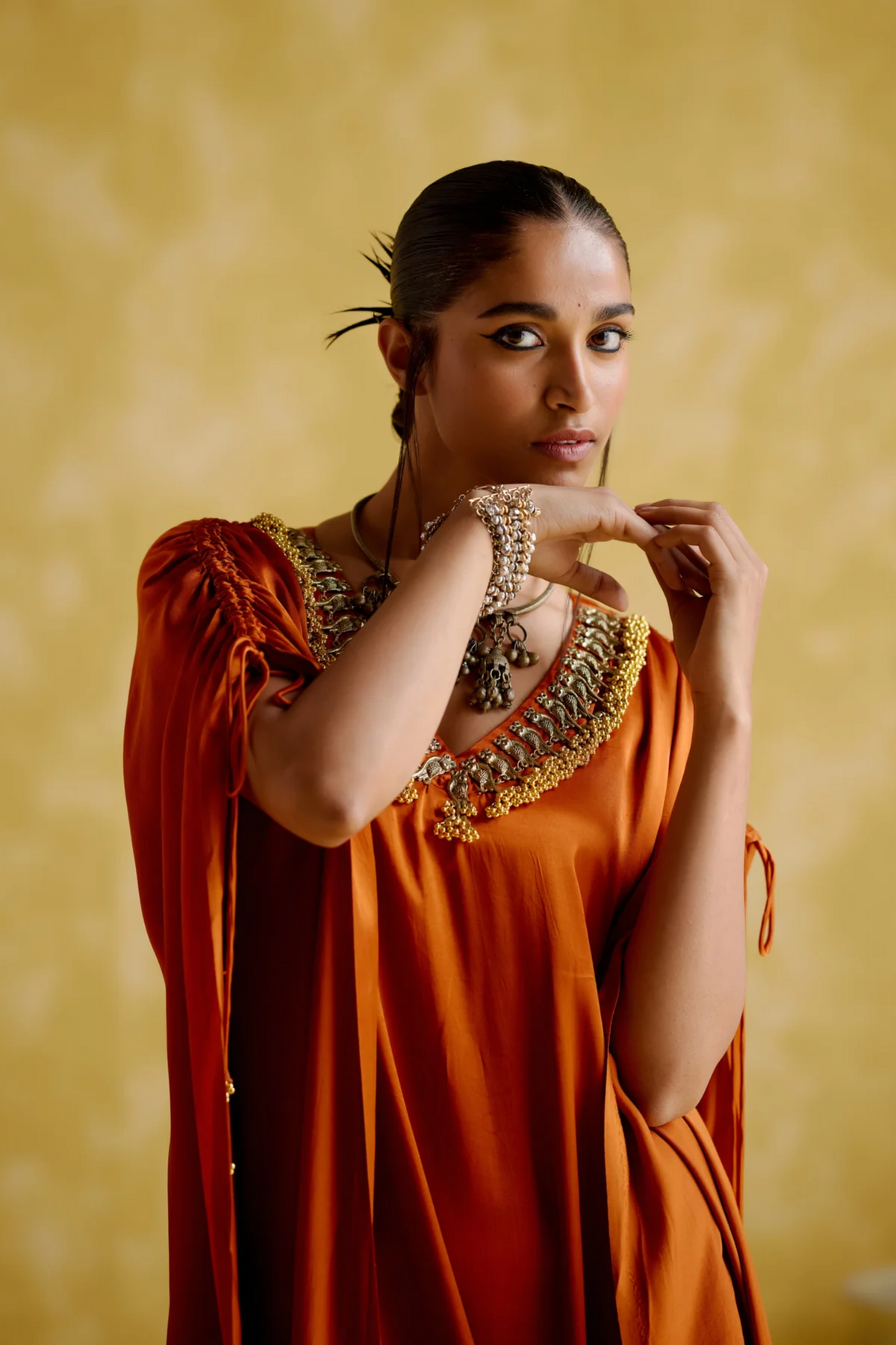 Amor Orange Kaftan Dress