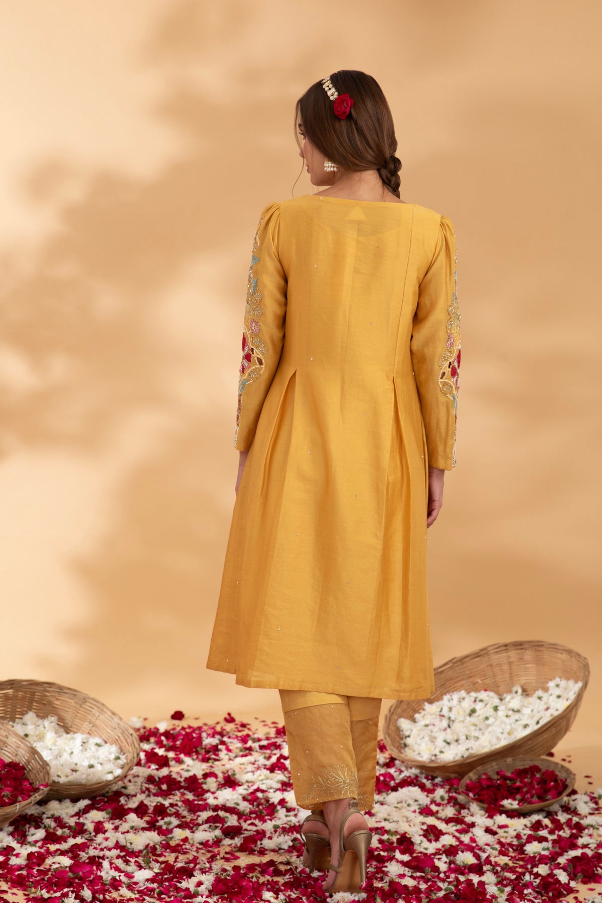 Golden Yellow A-line Kurta Set