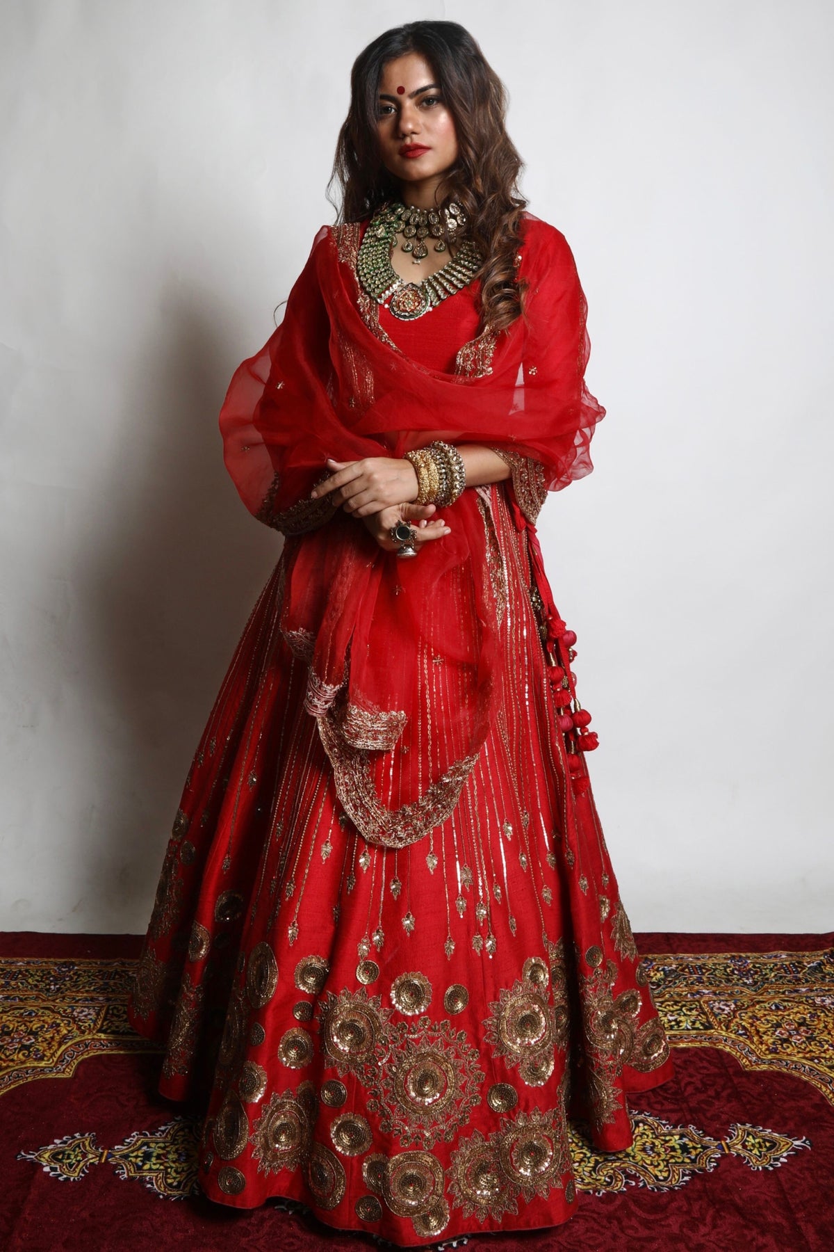 Red Chakra Lehenga