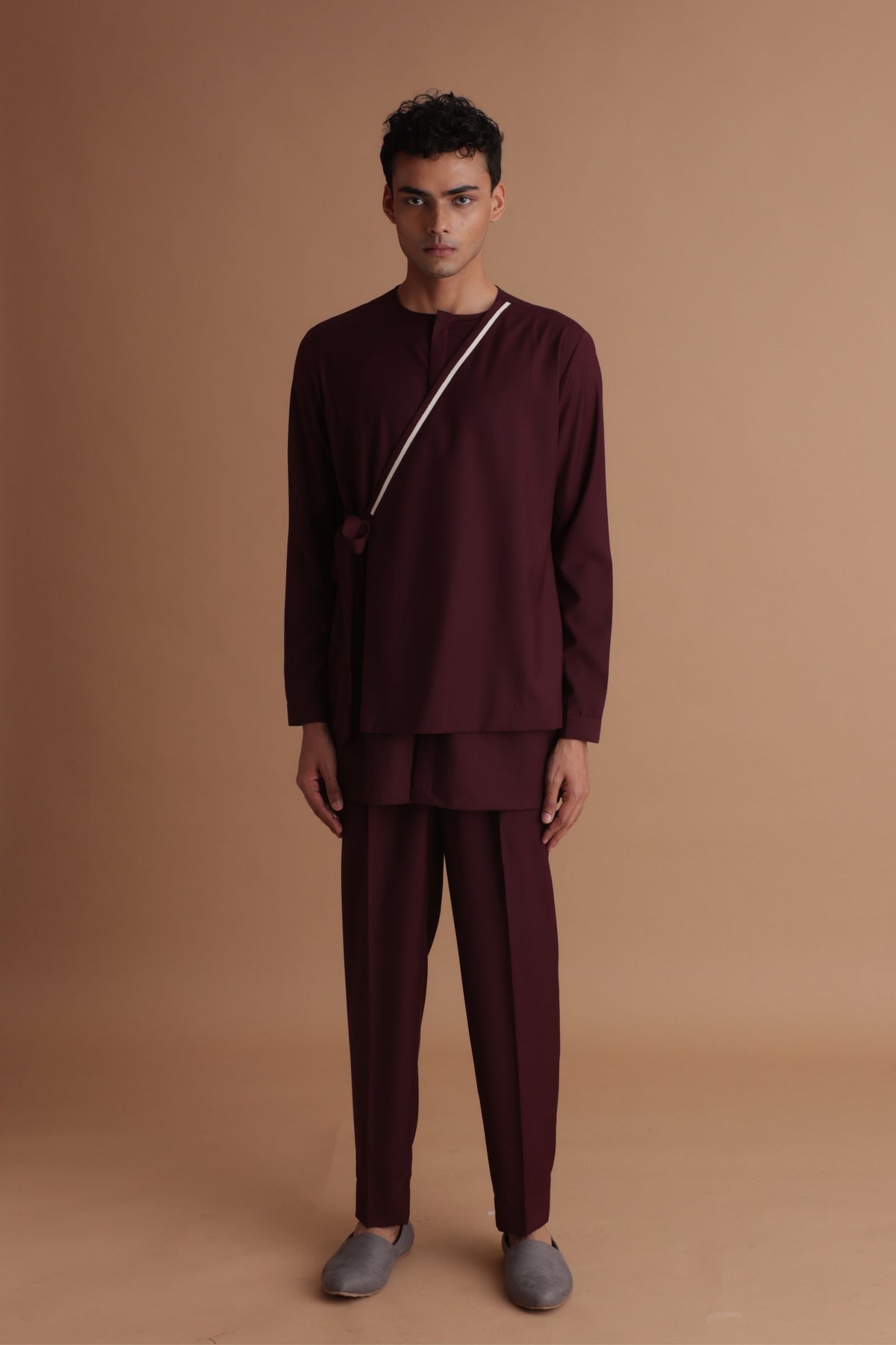 Burgundy Tie up Kurta