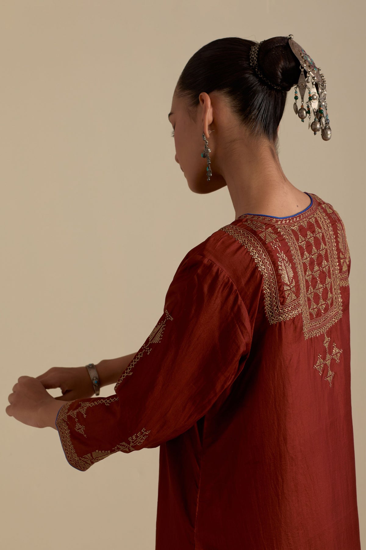 Maroon Silk Kurta Set