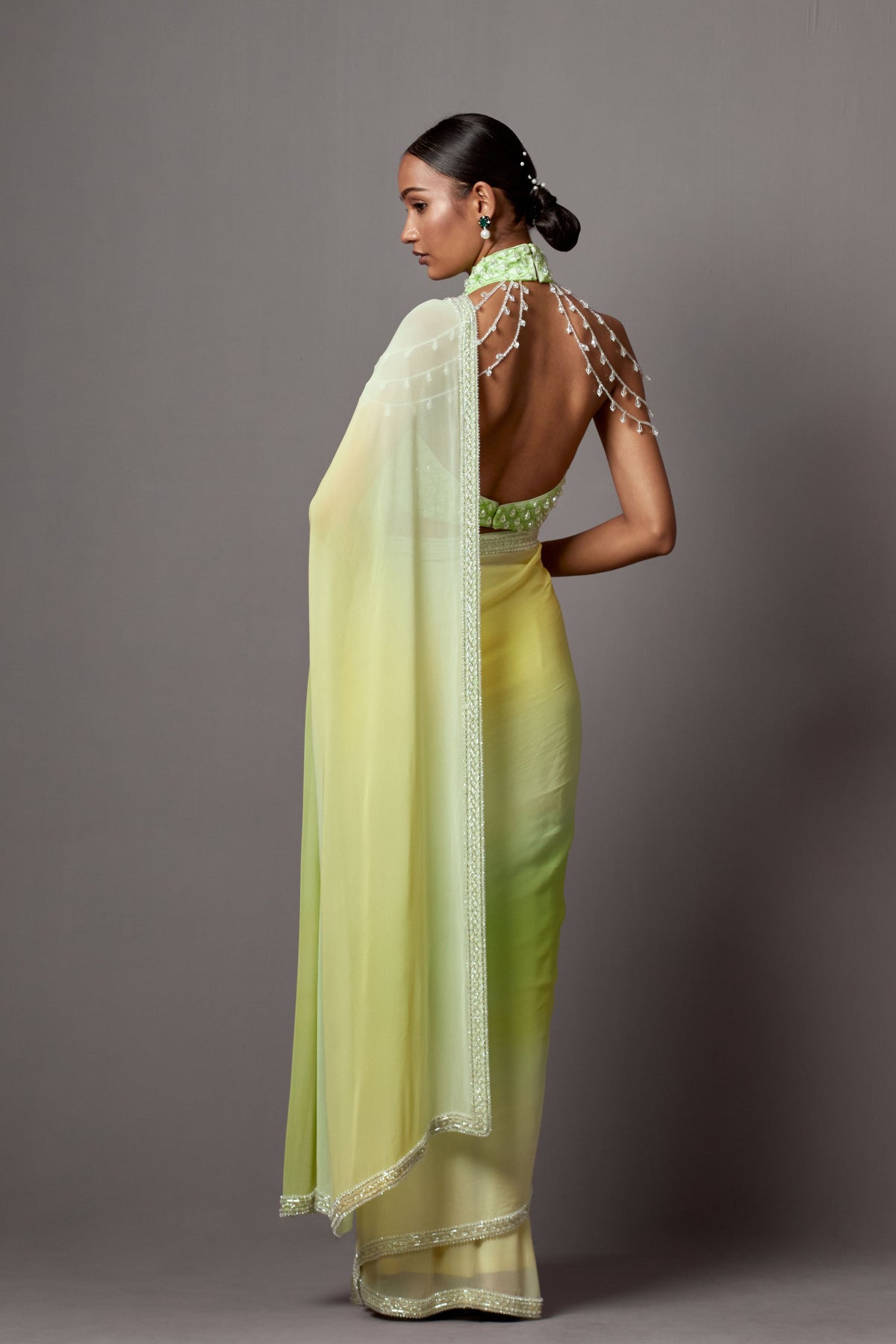 Ombre Green Saree Set