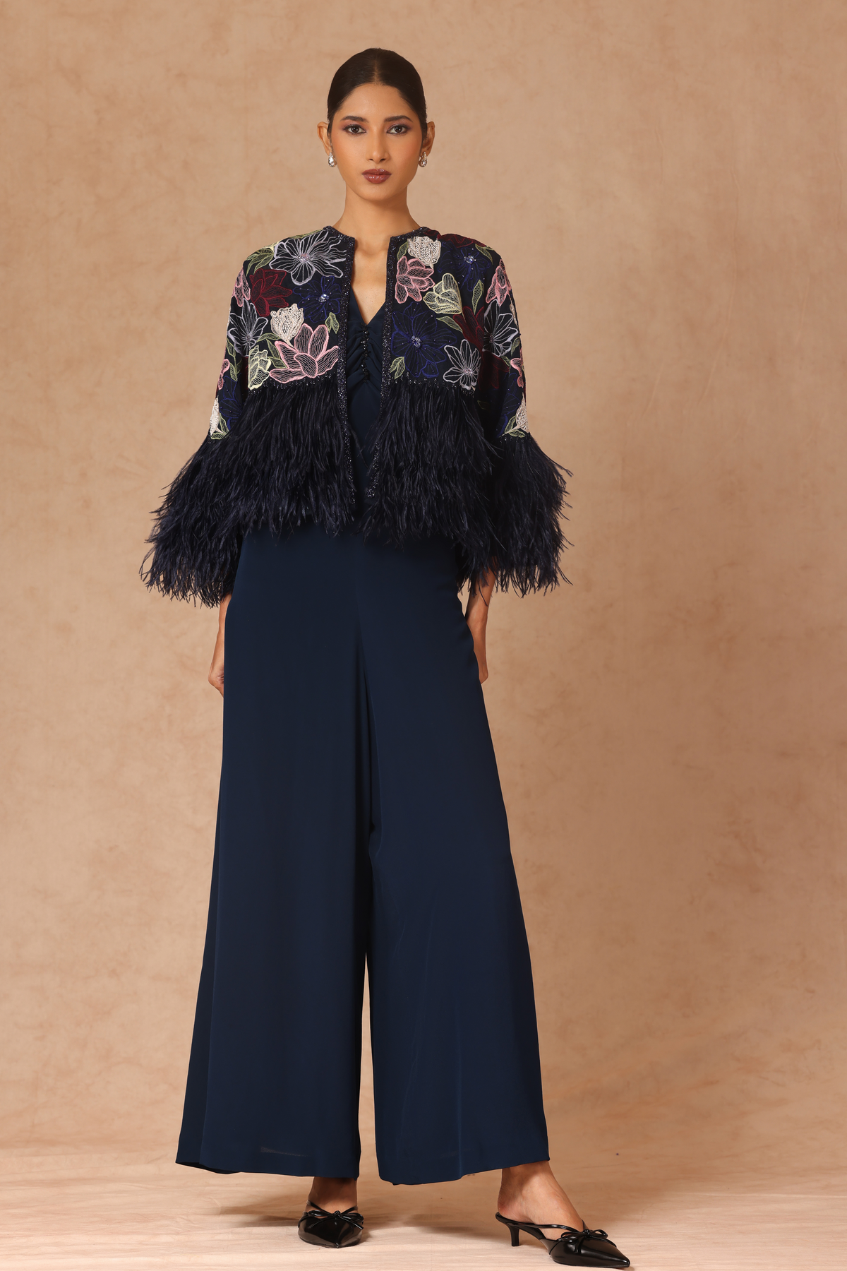 Midnight Blue Embroidered Jumpsuit