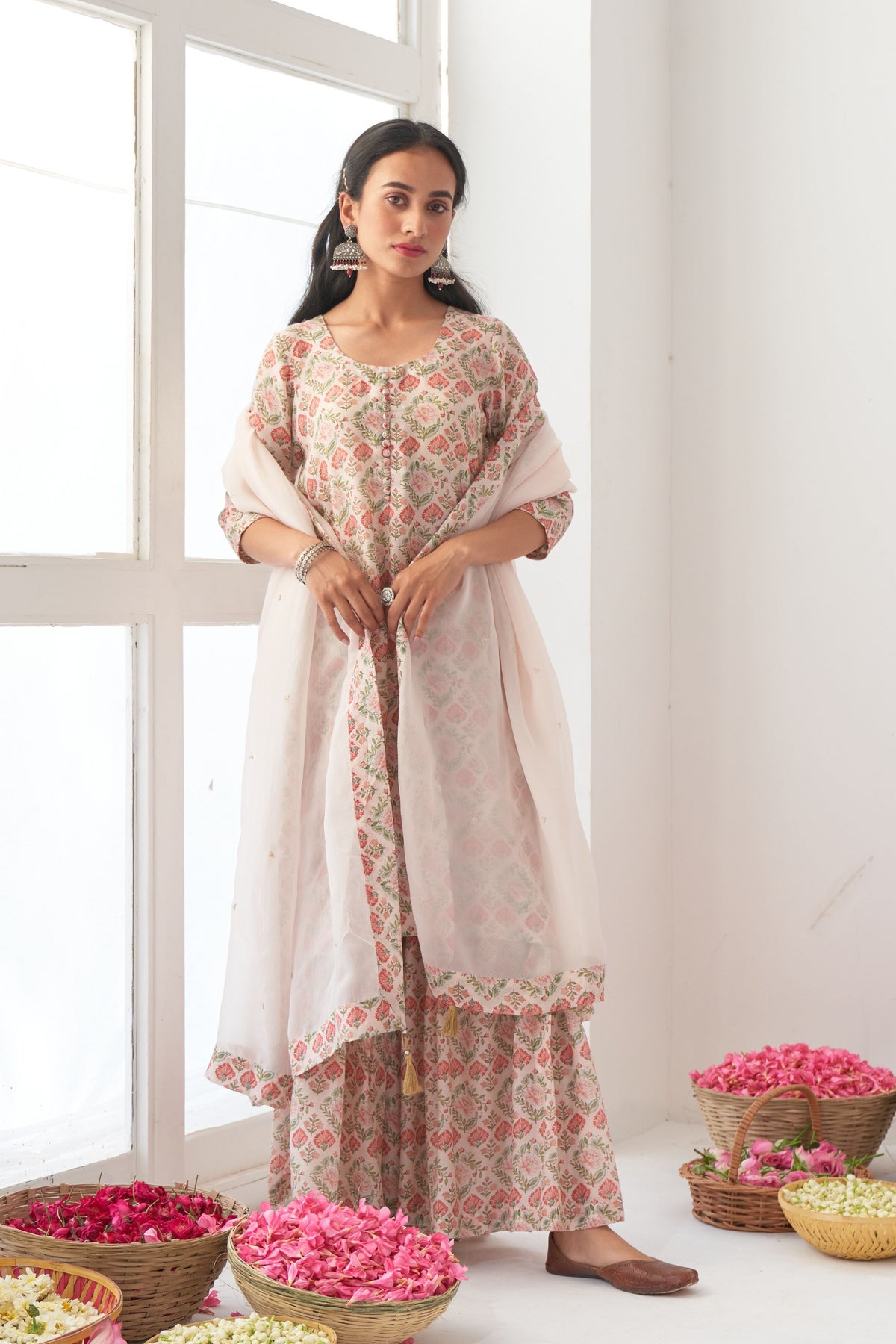 Ivory Peony Sharara Set