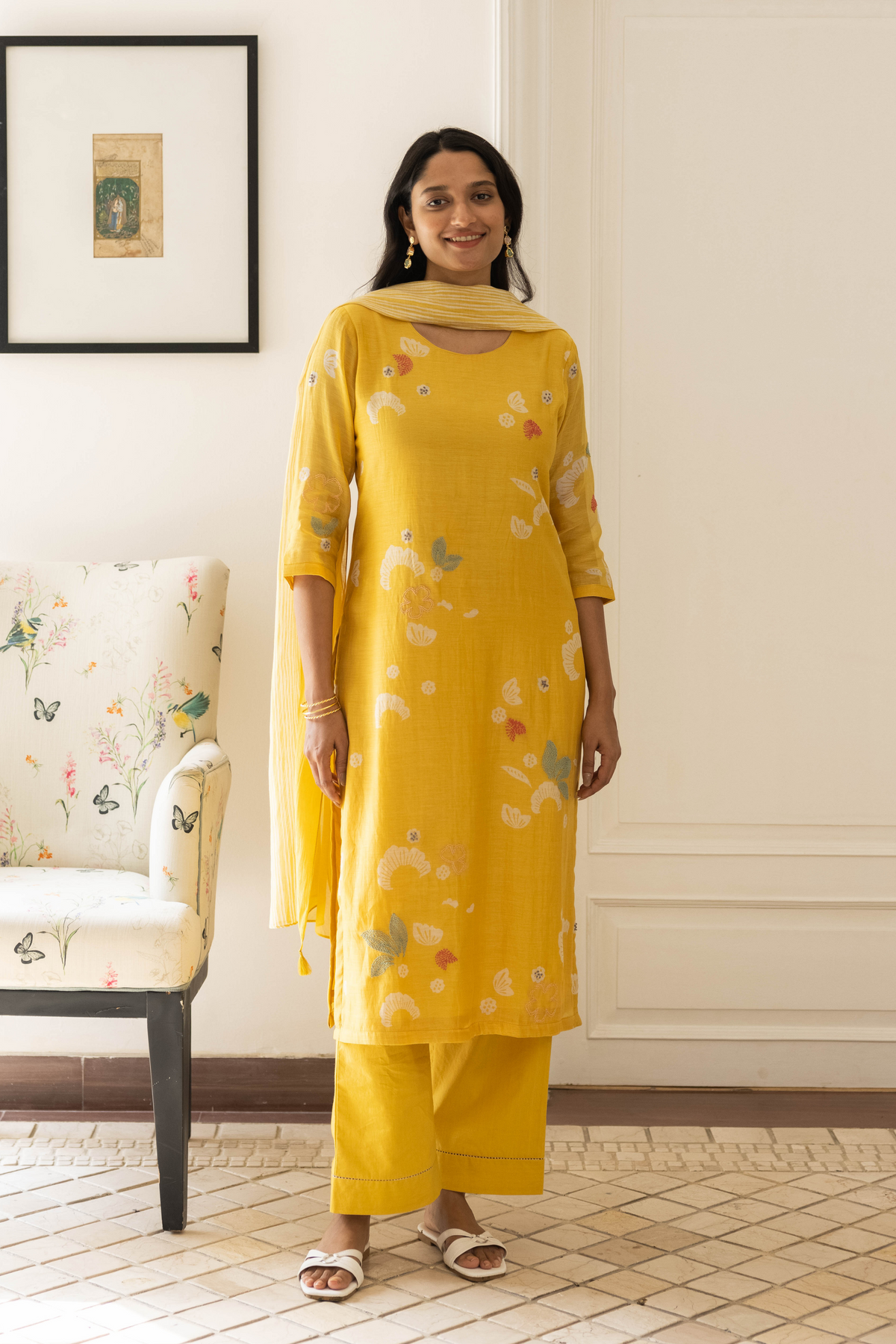 Rue Floral Embroidered Kurta Set