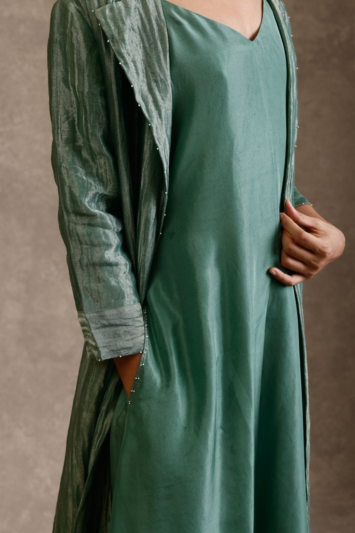 Aika Green A-line Dress Jacket