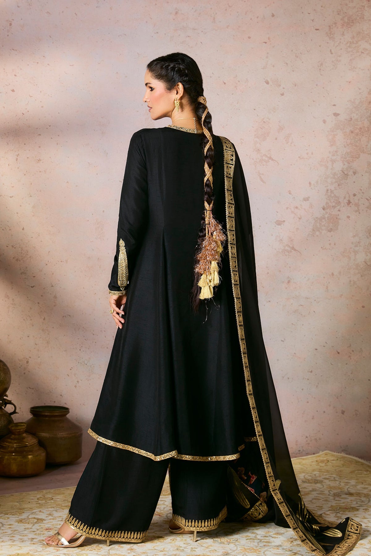 Black Whispering Lily Kurta Set