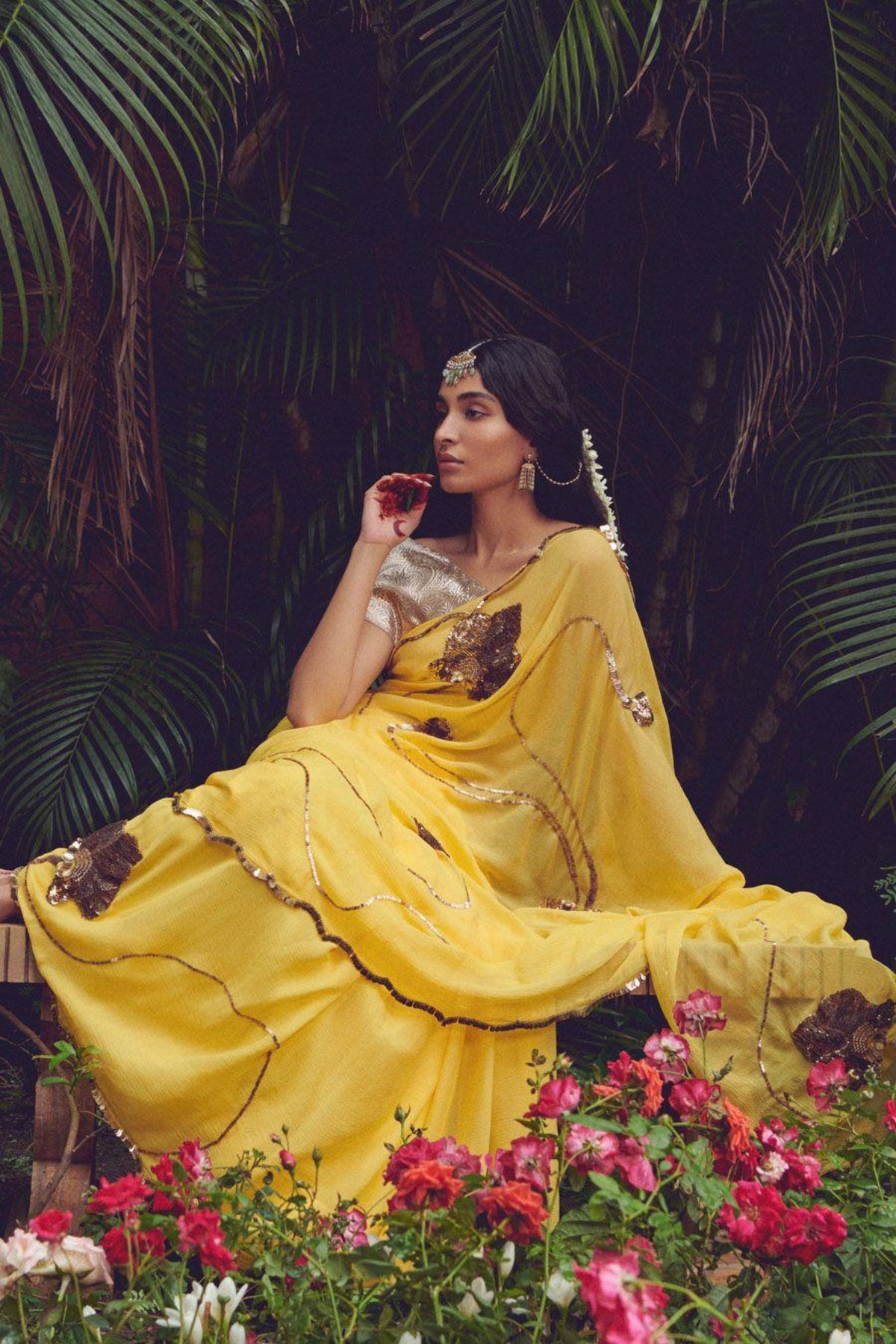 Yellow Brahmini Saree