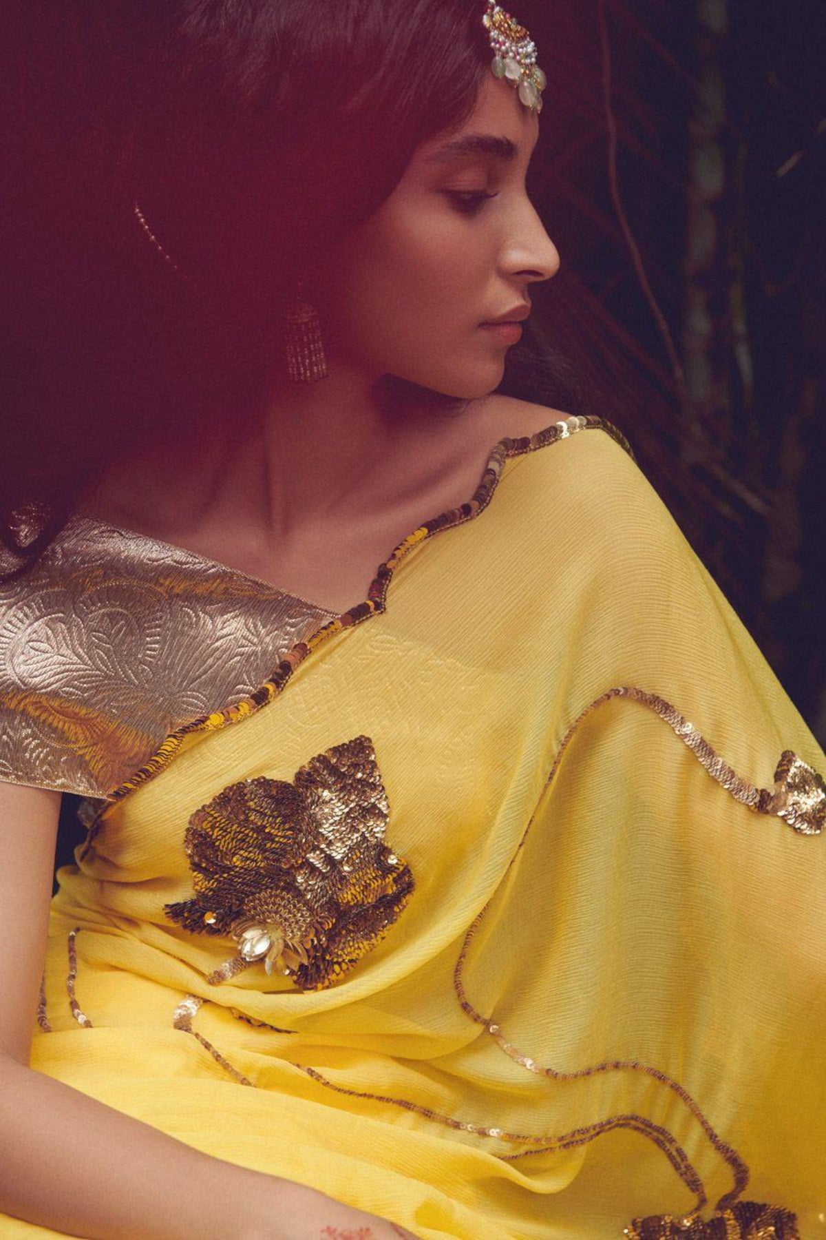 Yellow Brahmini Saree