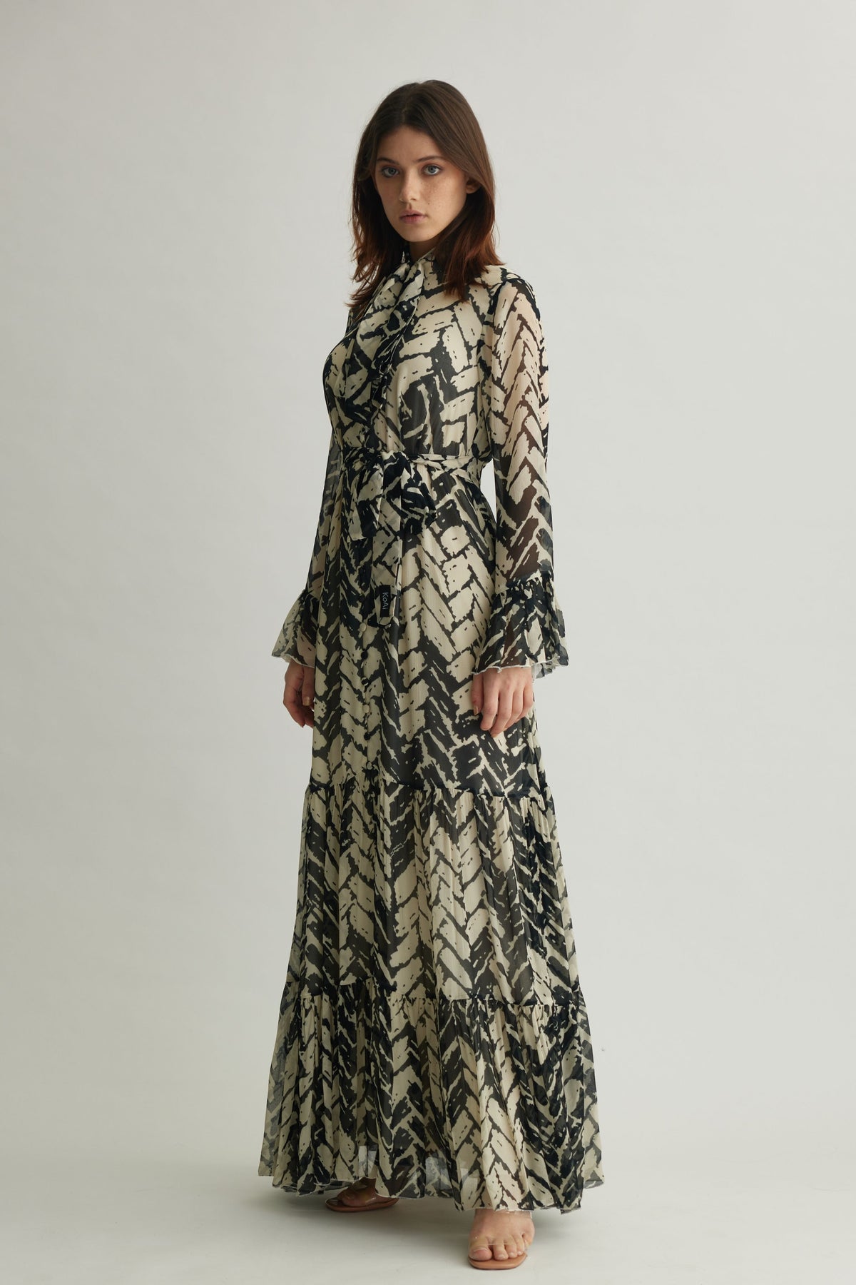 Chevron Print Long Dress