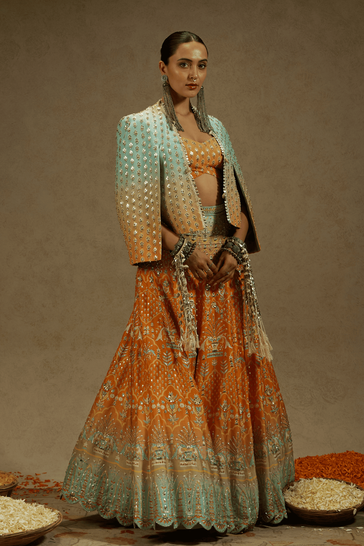 Embellished Jacket, Bustier, Lehenga