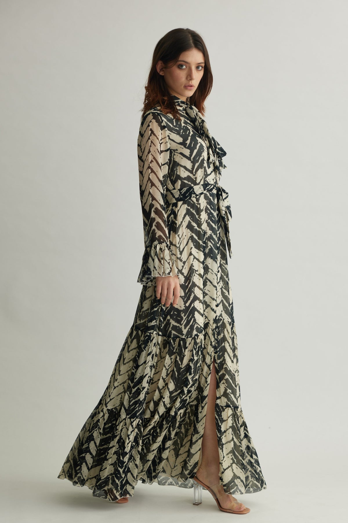 Chevron Print Long Dress