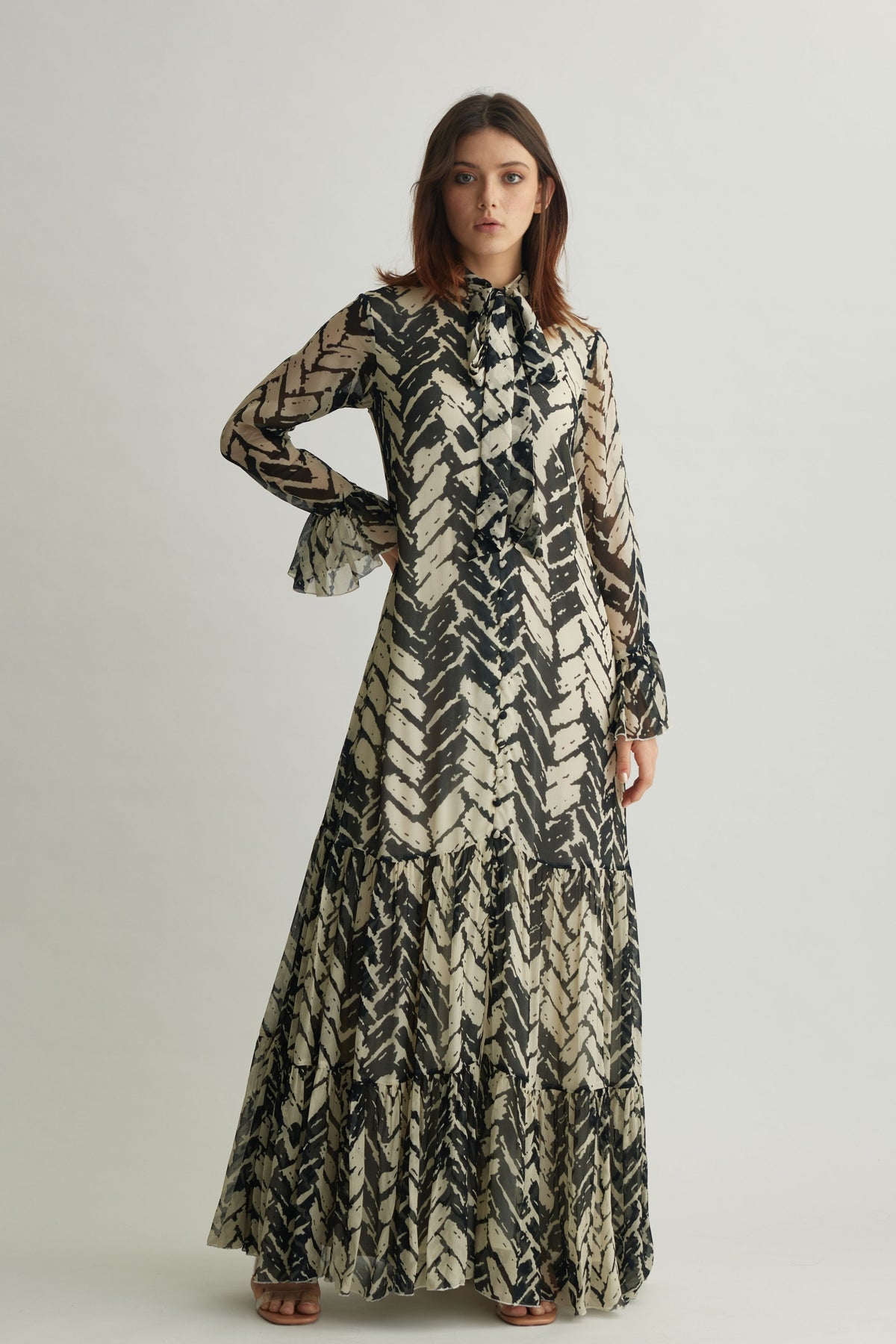 Chevron Print Long Dress