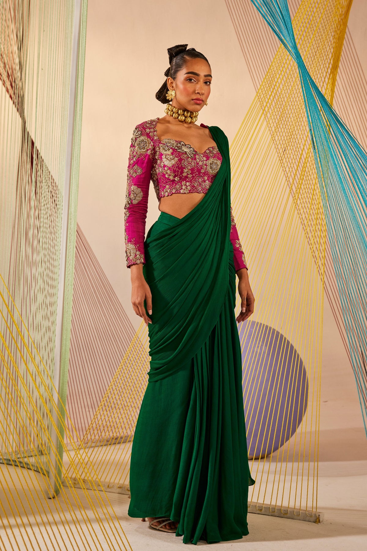 Saloni Pre-draped Saree Set