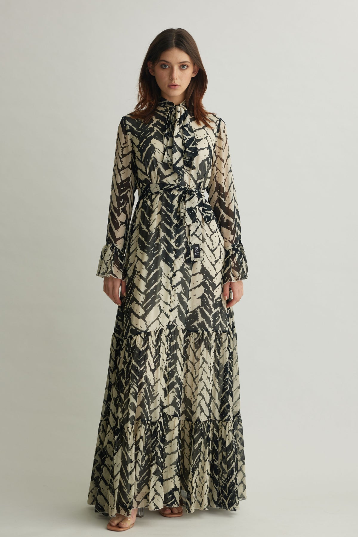 Chevron Print Long Dress