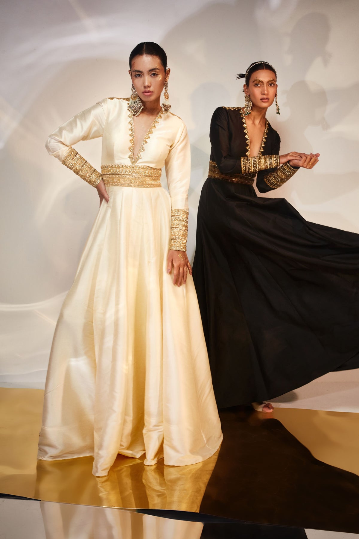 Ivory A-line Embellished Anarkali