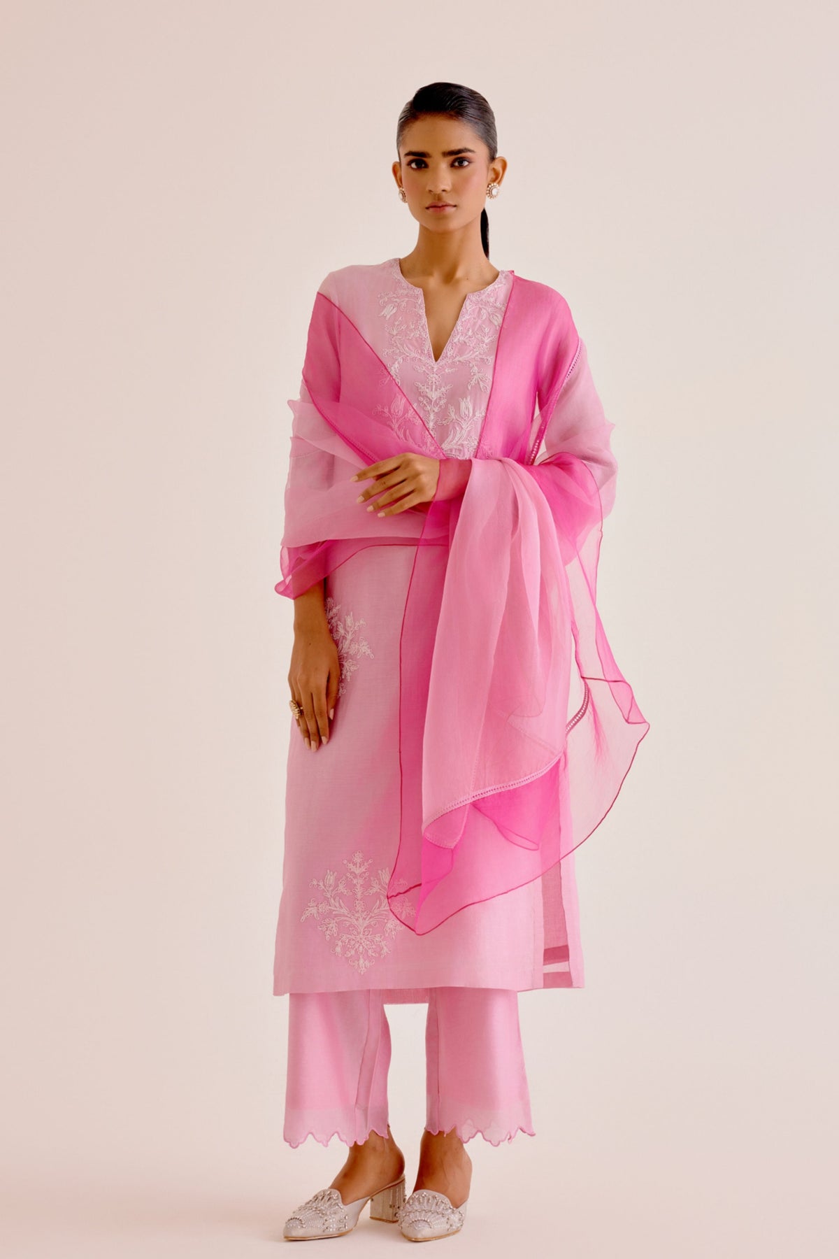 Pink Embroidered Kurta Set